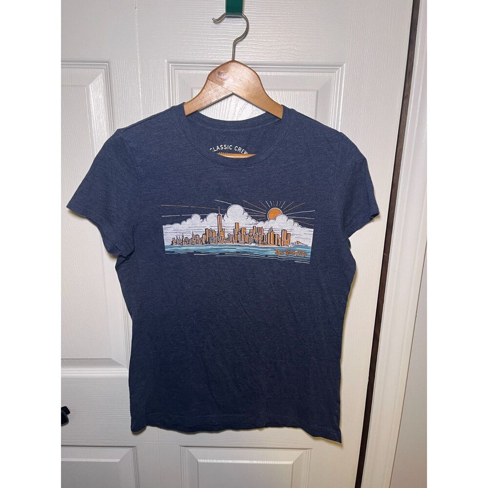 Aeropostale NYC Skyline Graphic Tee Womens XL Blue Short Sleeve Shirt